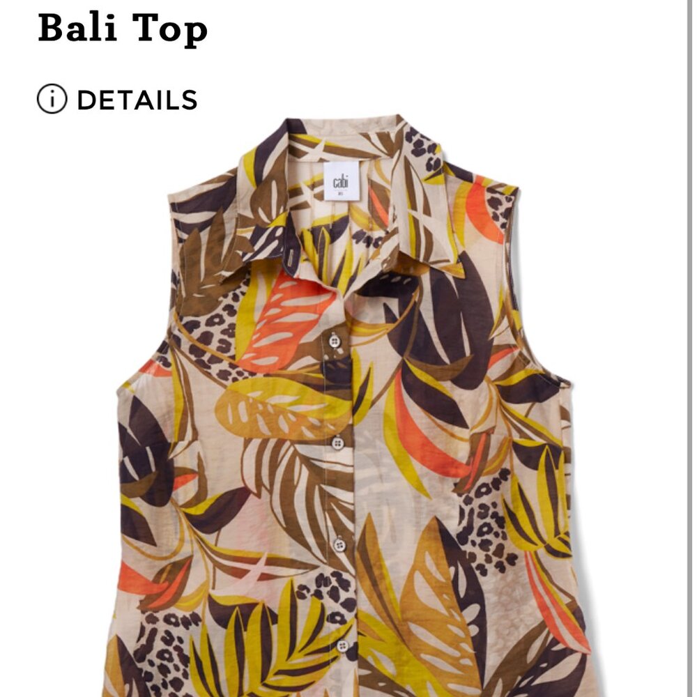 CAbI Bali Top Sleeveless EUC